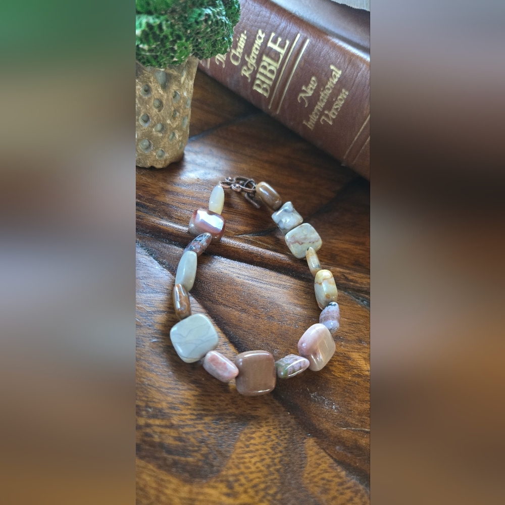 One Of A Kind Hand Crafted Jasper Beaded Bracelet